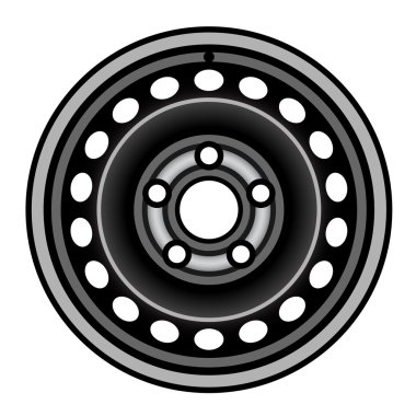 black car iron wheel rim clipart
