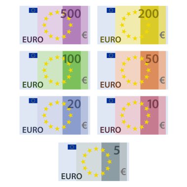 Euro kağıt fatura banknotlar