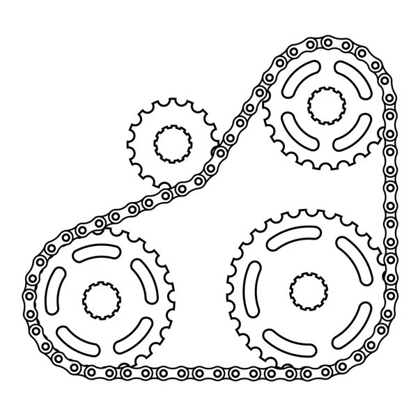 Silueta de piñón de cadena industrial — Vector de stock