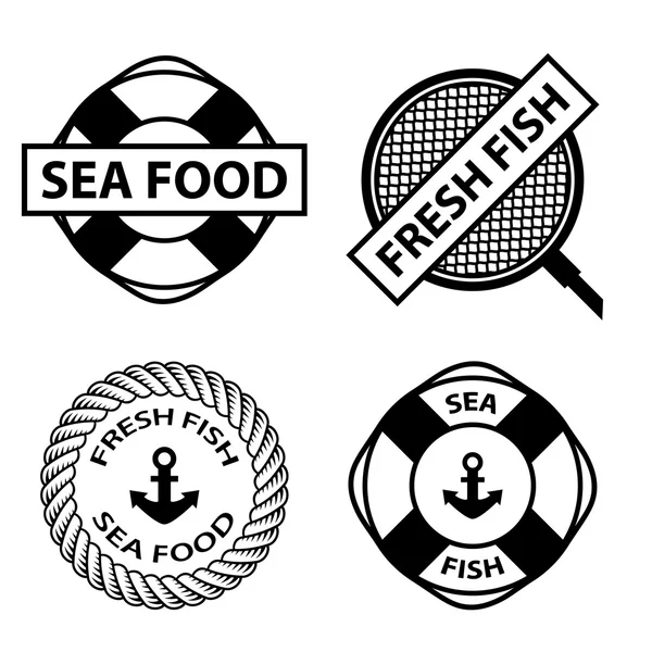 Selos de comida do mar — Vetor de Stock