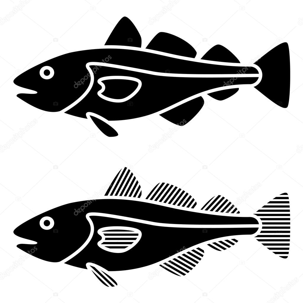 black cod fish silhouettes