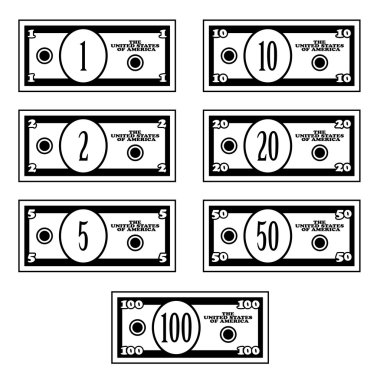kurgusal siyah beyaz dolarlık banknotlar