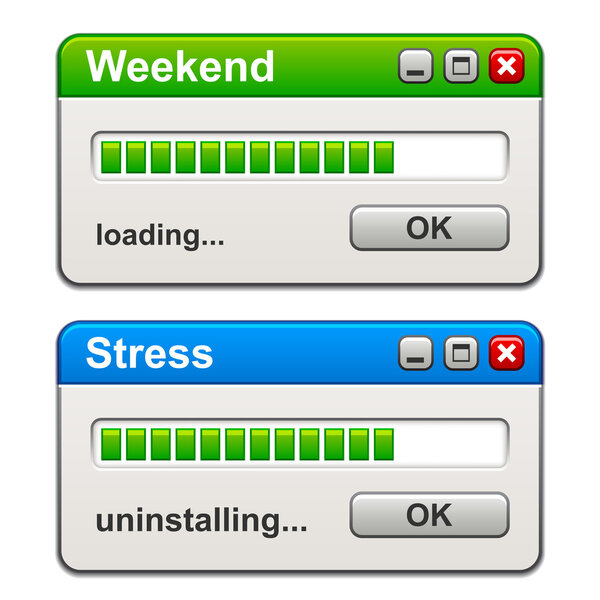 Computer windows weekend loading stress uninstalling — Stock Vector