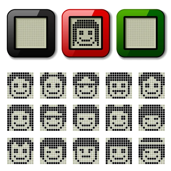 Caras de píxeles pantalla LCD — Archivo Imágenes Vectoriales