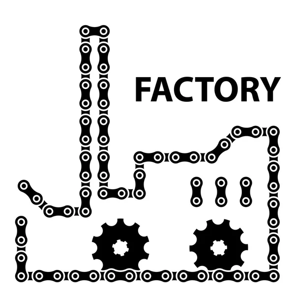 Fabrik industri kedja drev siluett — Stock vektor