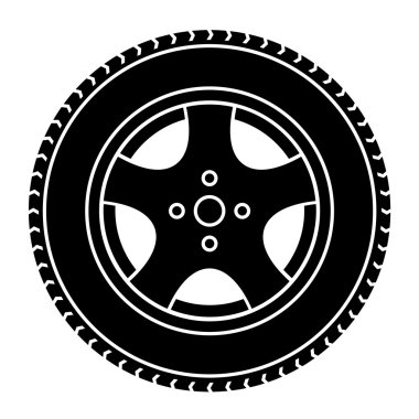 car wheel black white symbol clipart