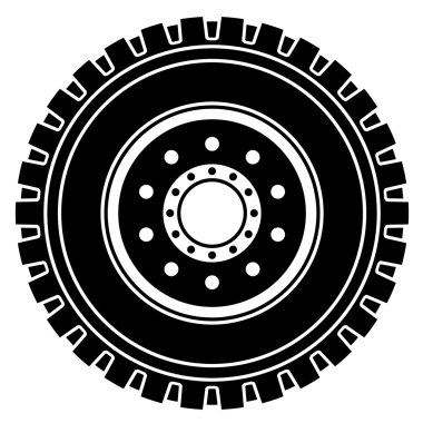 Kamyon tekerleği siyah beyaz simgesi