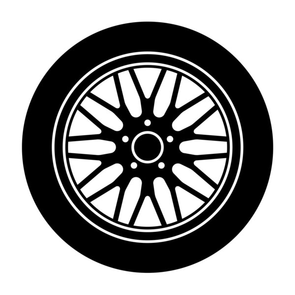 car aluminum wheel black white symbol