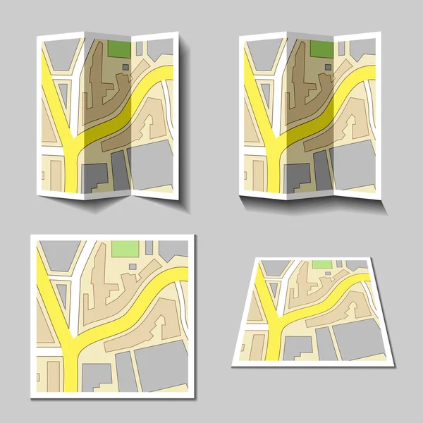 Icone della mappa di navigazione della città — Vettoriale Stock