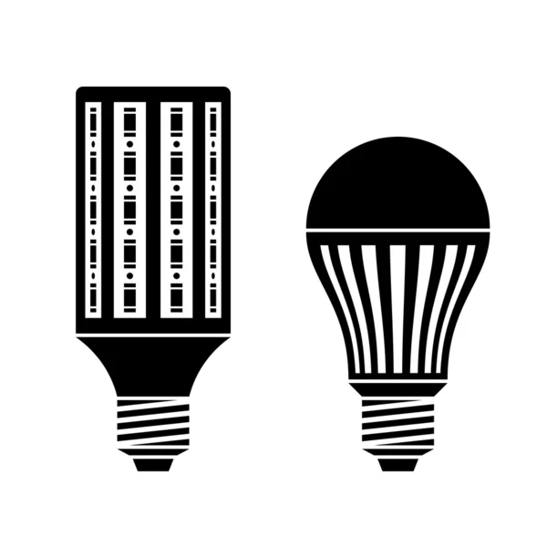 LED energy saving lamp bulb symbols — Stock Vector