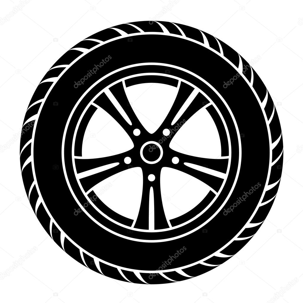 car wheel black white symbol