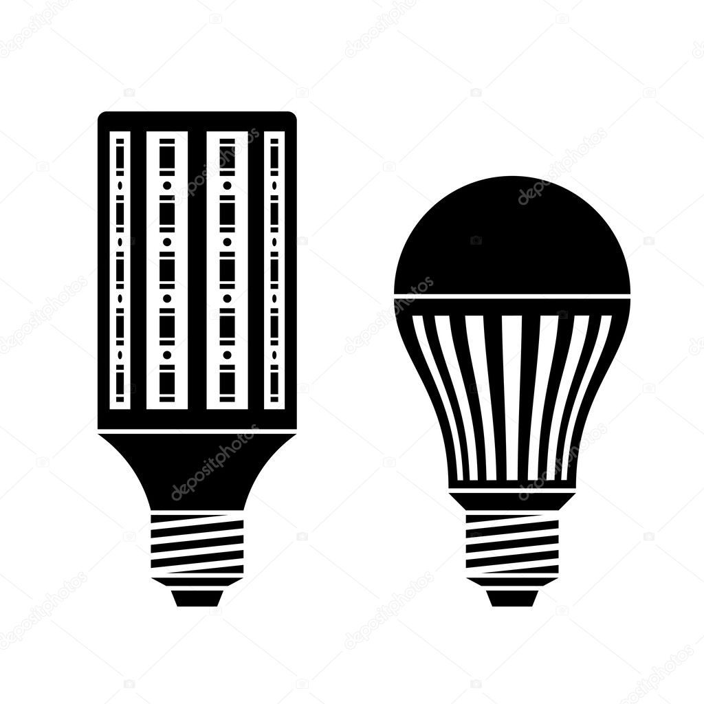 LED energy saving lamp bulb symbols