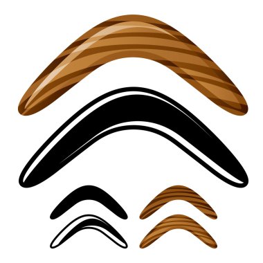 wooden australian boomerang icons clipart