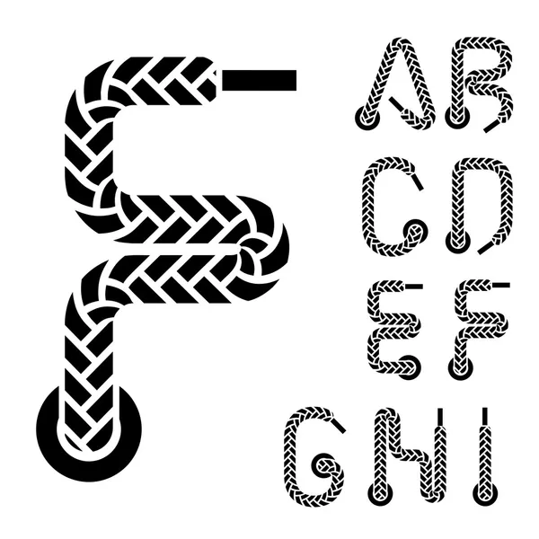 Schnürsenkel Alphabet Buchstaben Teil 1 — Stockvektor