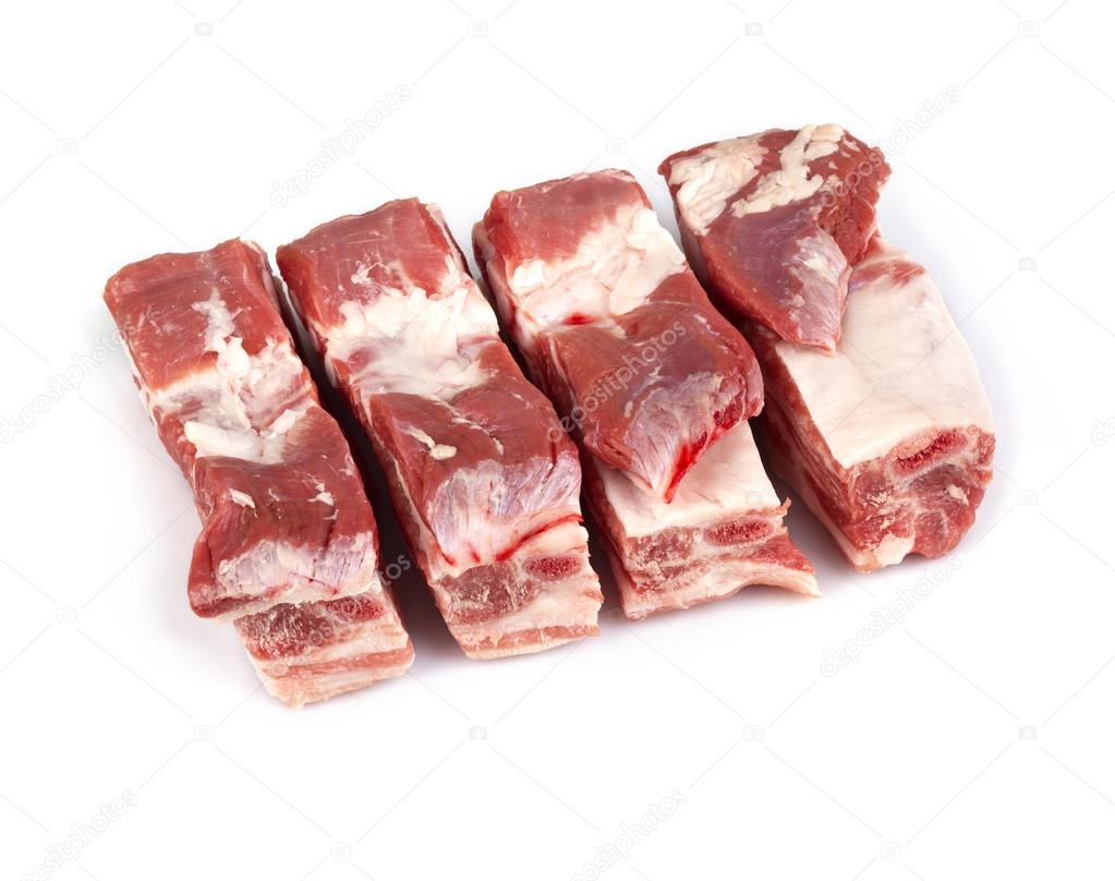 Beef ribs on a white background