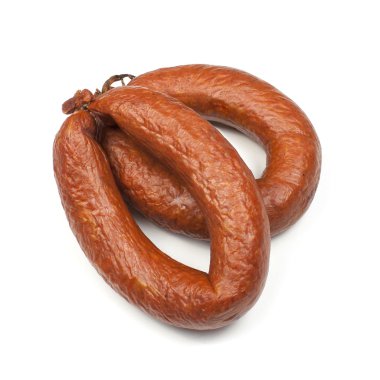 Beyaz bir arka planda iştah açıcı sosis
