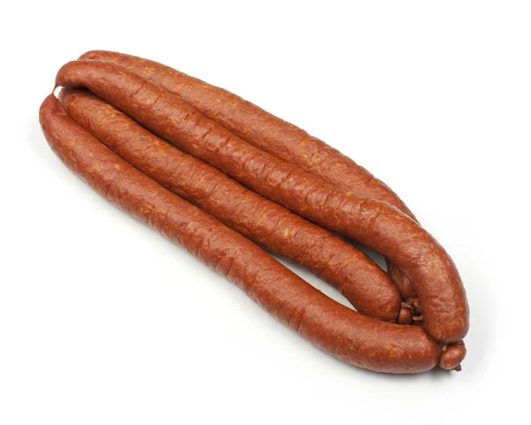 Appetizing sausages on a white background — Stock Photo, Image