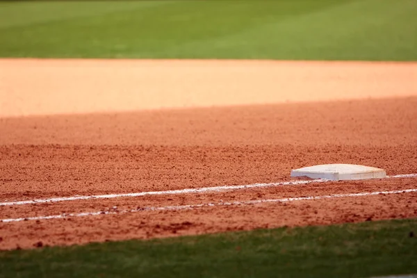 First Base Featured In Empty Baseball Field — Stock Photo, Image