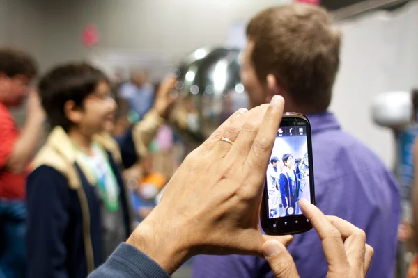 Closeup Of Camera Phone Taking Picture At Science Expo — Stock Photo, Image