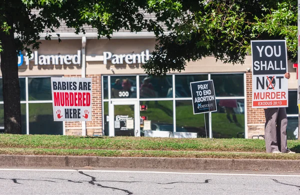 Lawrenceville October Person Holds Pro Life Sign Planned Parenthood Clinic — Stockfoto