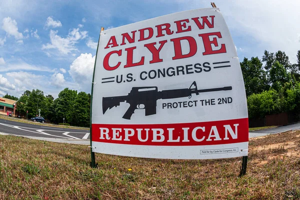 Lawrenceville May Roadside Campaign Sign Congressman Andrew Clyde Features Automatic — Zdjęcie stockowe