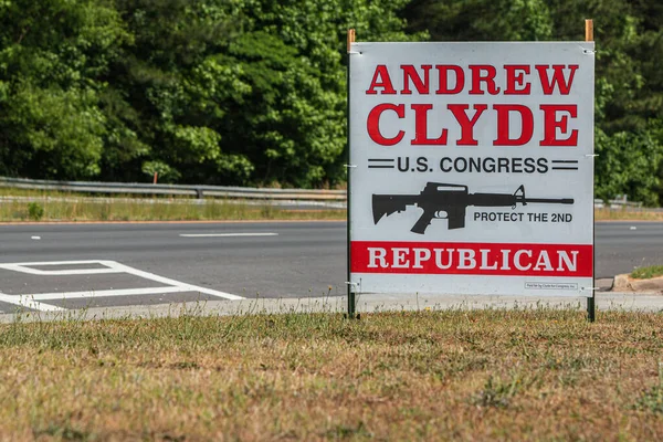 Lawrenceville May Roadside Campaign Sign Congressman Andrew Clyde Features Automatic — Stockfoto