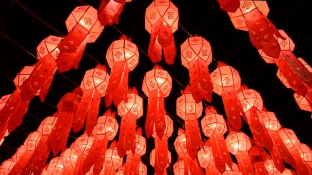 Thaise lantaarns in loy krathong festival van chiang mai thailand — Stockvideo