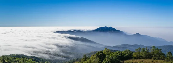 Wunderschöner Nebel, der über das Tal am doi inthanon Nationalpark fließt — Stockfoto