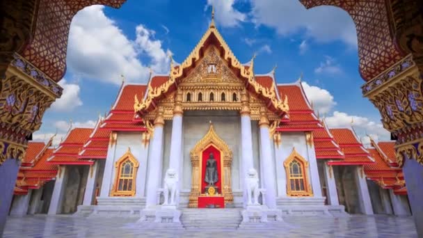 Świątynia Wat Benchamabophit Zabytkowe Miejsce Podróży Bangkok Tajlandia — Wideo stockowe