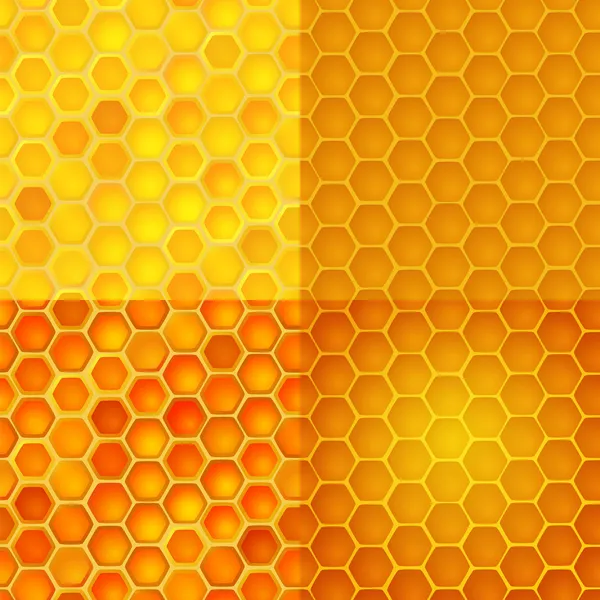Nahtloses Vektormuster mit Honigzellen, Waben — Stockvektor