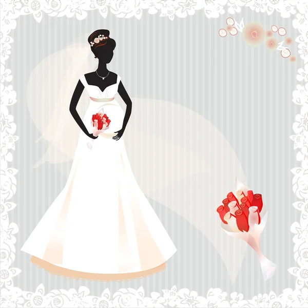 Hermosa silueta novia embarazada — Vector de stock