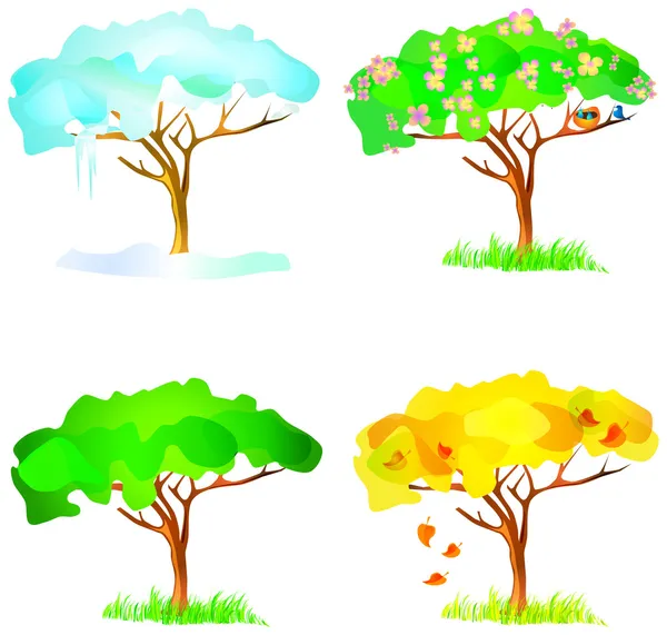 Vector four season trees — Stock Vector