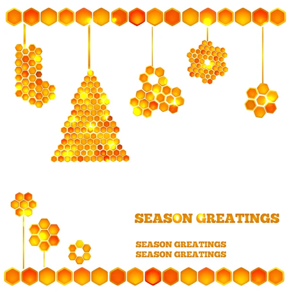 Cartão de férias com ícones de mel de Natal —  Vetores de Stock