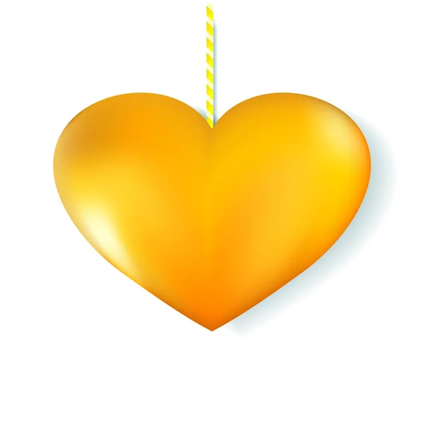 3D golden heart on white background — Stock Vector