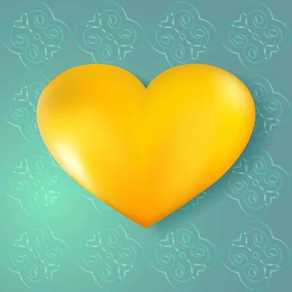 3D золоте серце на абстрактному безшовному фоні — стоковий вектор