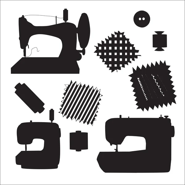 Naaimachines kit zwart silhouet vector — Stockvector