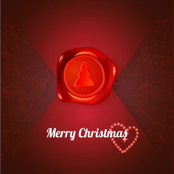 Červené razítko s vánočními strom na červené písmeno — Stockový vektor