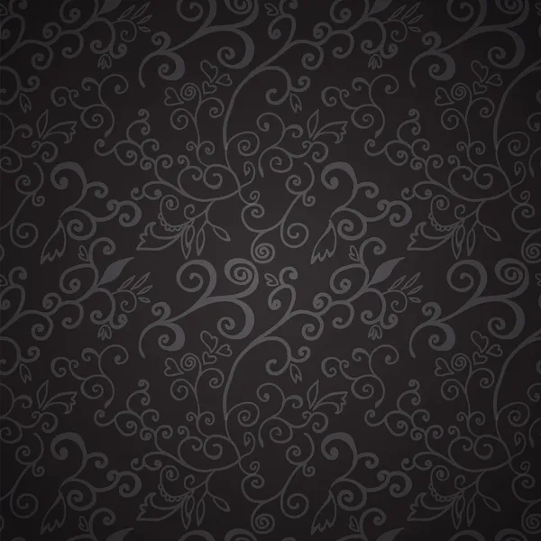 Seamless black floral pattern — Stock Vector