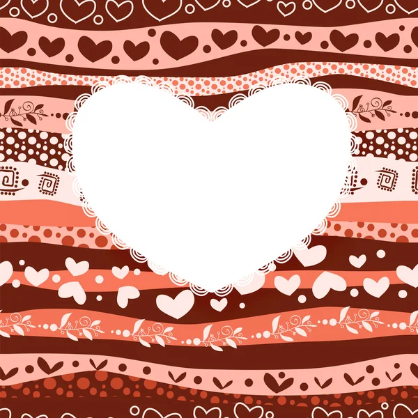 Love Valentine's Day Card on Waves Lines Fond sans couture — Image vectorielle