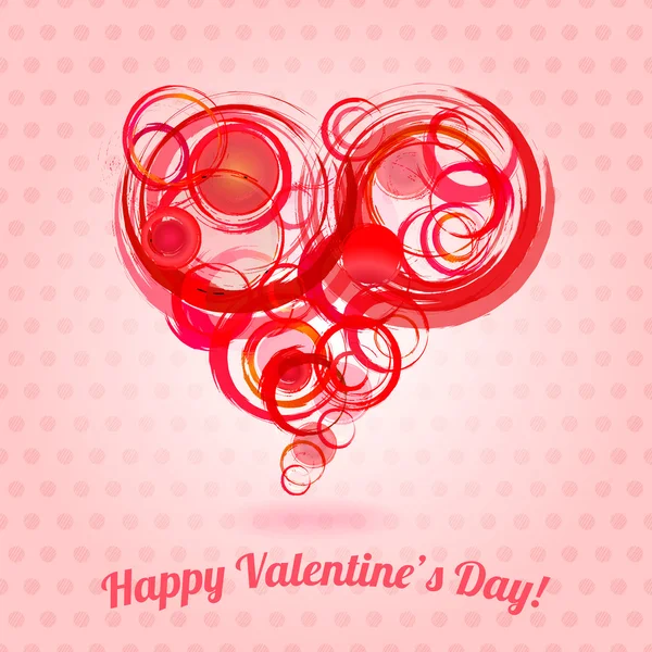 Corações de círculo vermelho, cartão de dia de Valentim abstrato — Vetor de Stock