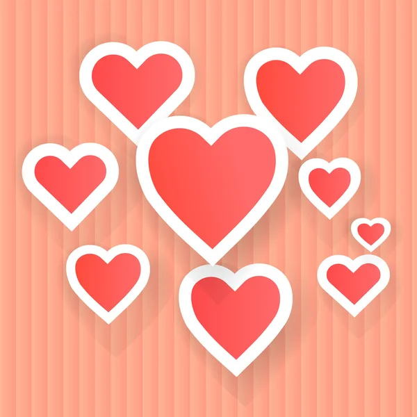 矢量节日贺卡用红色的心 — 图库矢量图片