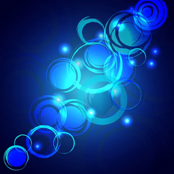 Azul brilhante fundo com círculos grunge — Vetor de Stock