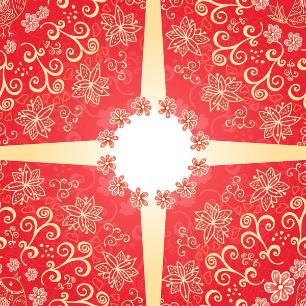 Květinový ornament červené pozadí — Stockový vektor