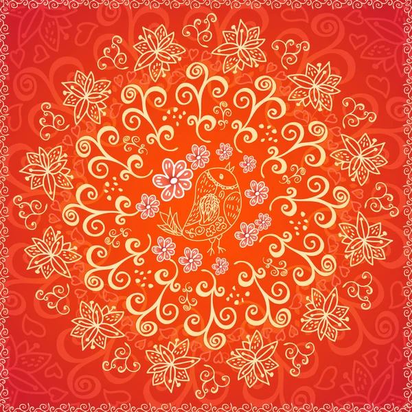 Red floral ornament background — Stock Vector