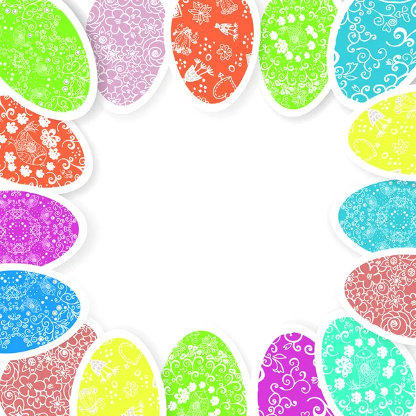 Fondo de Pascua con coloridos huevos de ornamento — Vector de stock