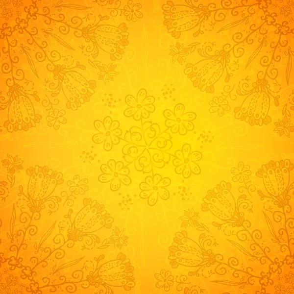 Vintage ethnic vector ornament orange background — Stock Vector