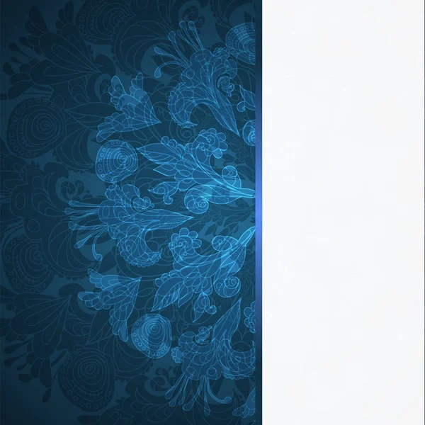 Azul floral ornamento fundo — Vetor de Stock