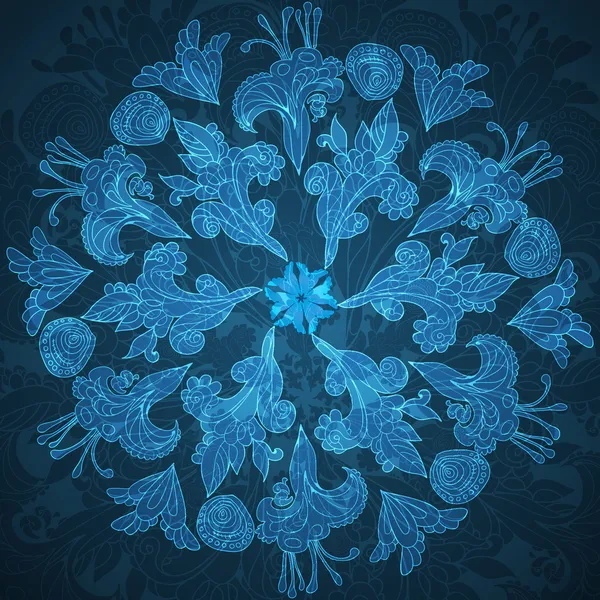 Blau floralen Ornament Hintergrund — Stockvektor