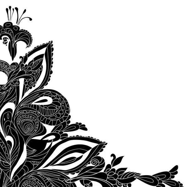 Винтажный черный цветочный орнамент фон — стоковый вектор