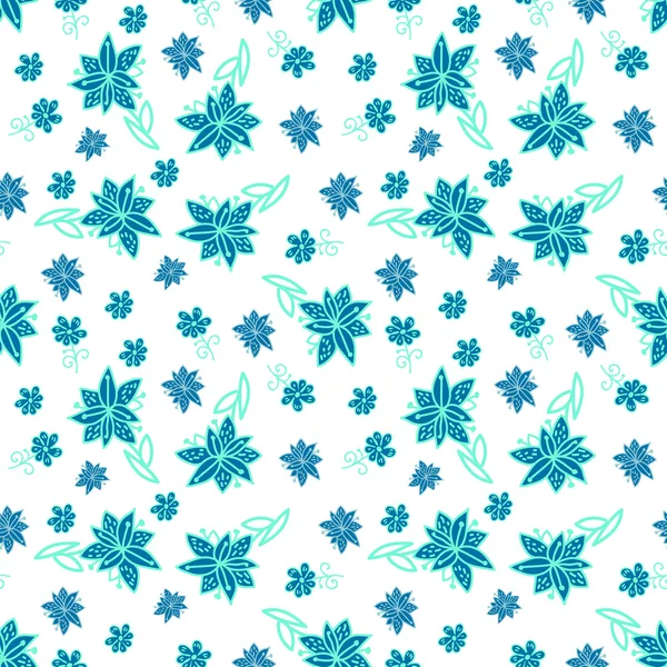 Vintage bleu et blanc motif floral sans couture — Image vectorielle